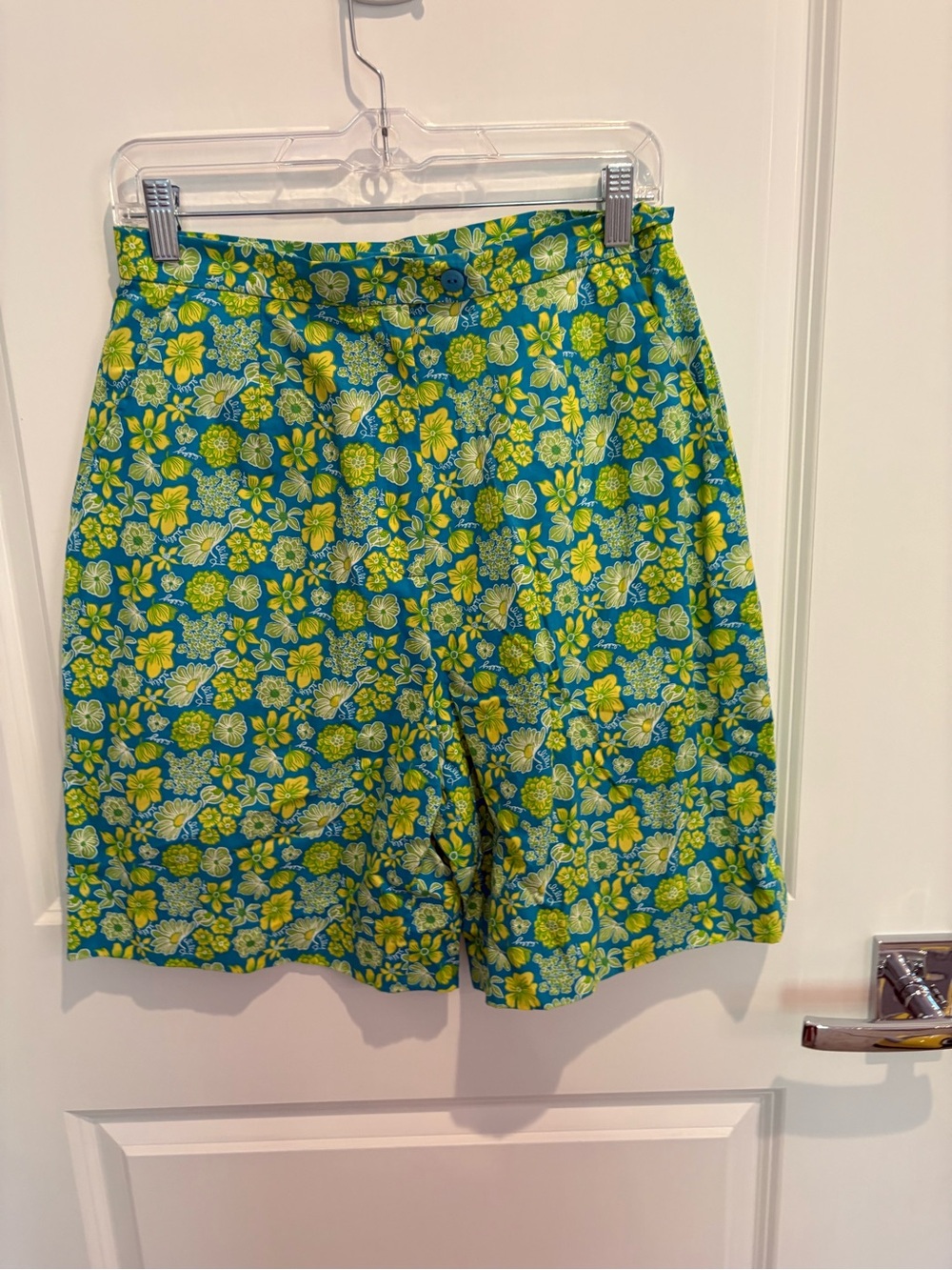 Lilly Pulitzer Teal and Lime Floral High-Rise Shorts